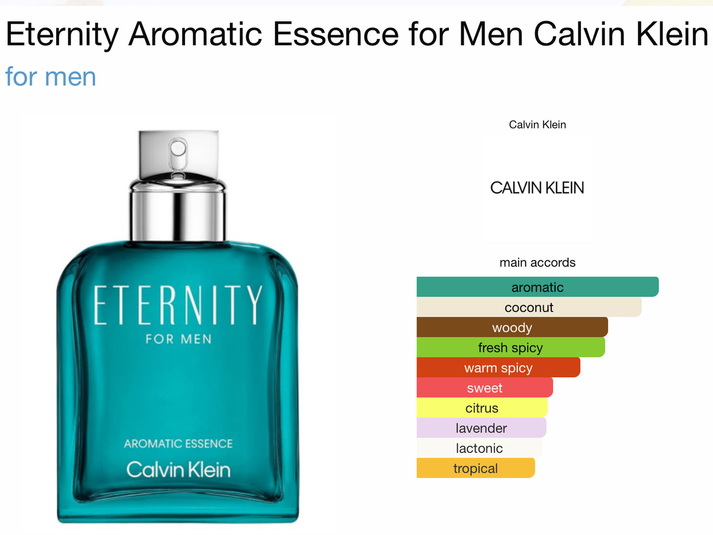 Eternity Aromatic Essence for Men Calvin Klein for men